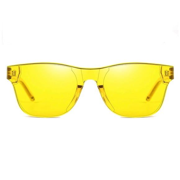 Rimless Wayfarer Sunglasses Retro Yellow Classic - Picture 3 of 6